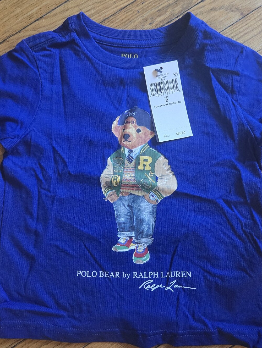 Ralph Lauren Kids Royal Blue Polo Bear Graphic Tee